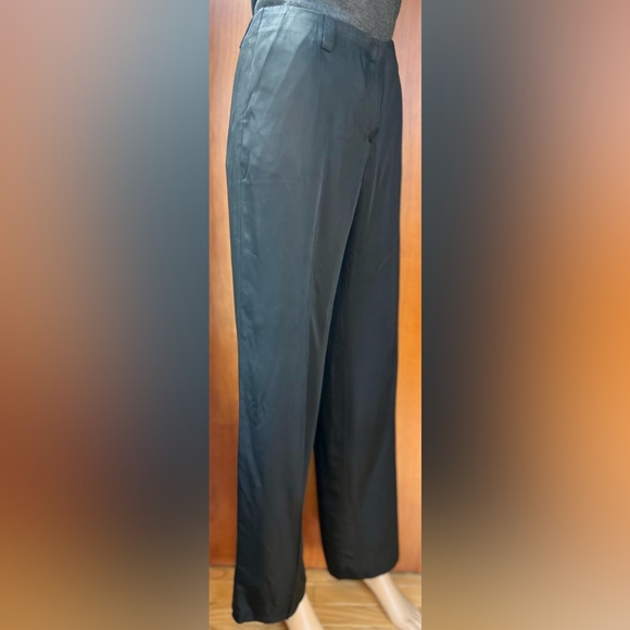 EMPORIO ARMANI Satin Loose Fit Black Pants Size 6 - Picture 3 of 8